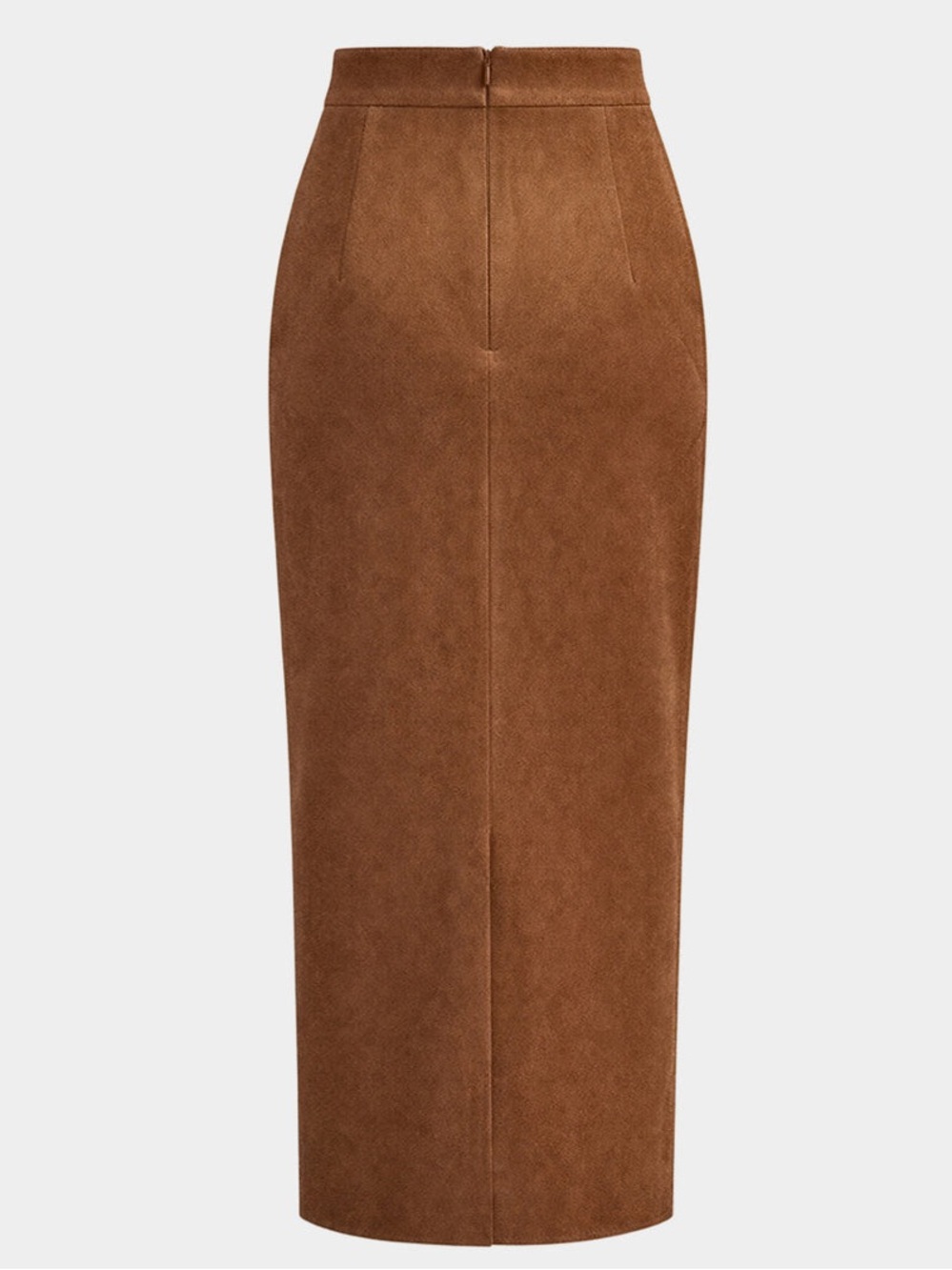 NWT - Commense Draped Slit Suede Effect Midi Skirt in Light Brown - Size L - Picture 2 of 7